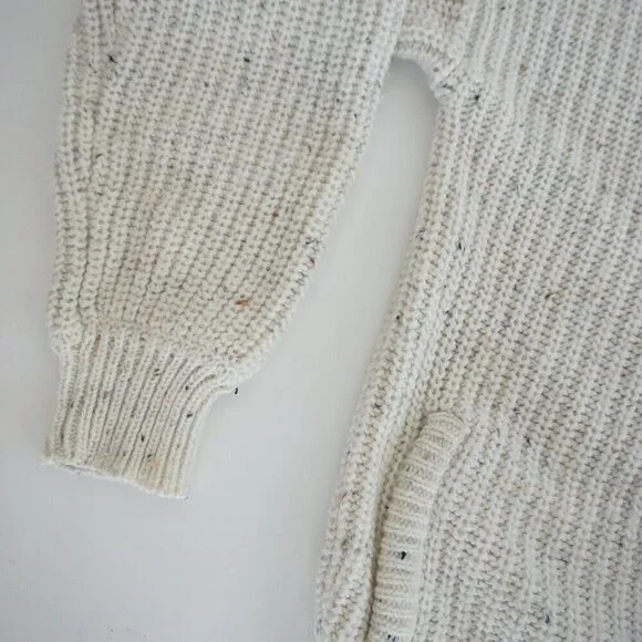 Vintage Newcomer Cream Chunky Knit 10% Wool Button Up Cardigan Sweater S - Picture 9 of 11